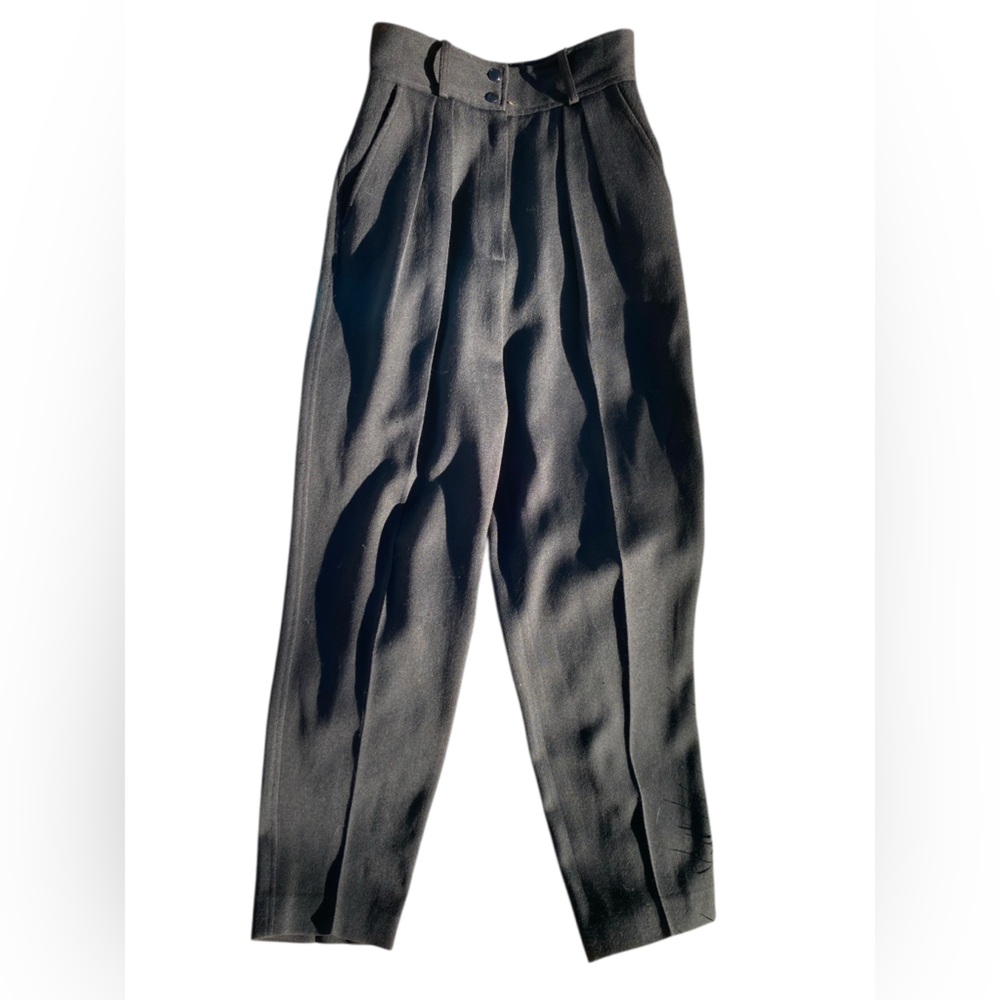 Emanuel Ungaro High-Waist Pleated Trousers in Charcoal